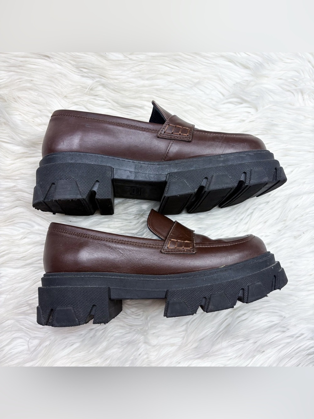 Alohas Trailblazer Loafer Lug Sole Platform Penny Coffee Brown Leather 40 US 9 - Picture 5 of 11